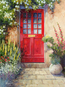 Red Door with Roses